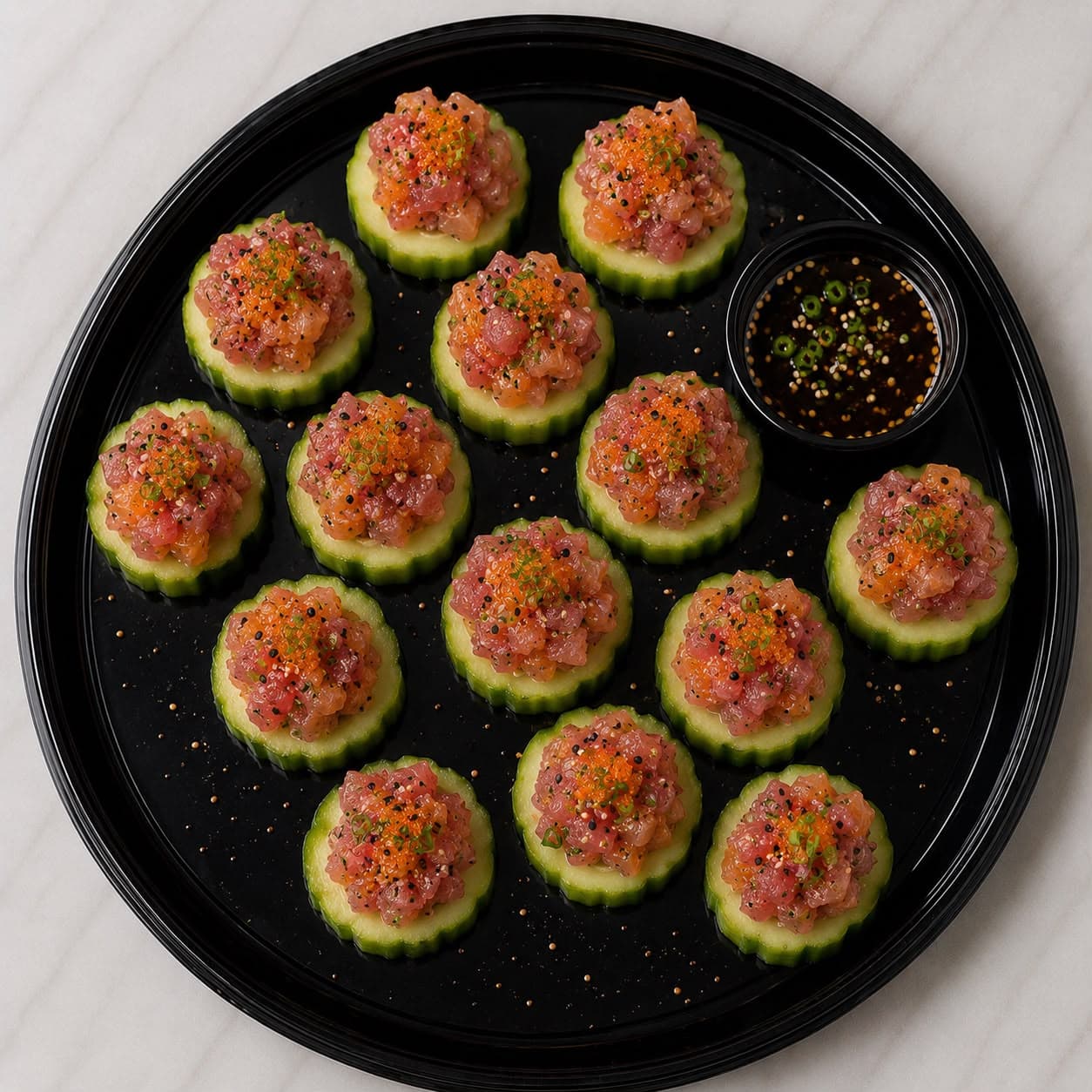 Smocked Salmon & Tuna tar tar cucumber