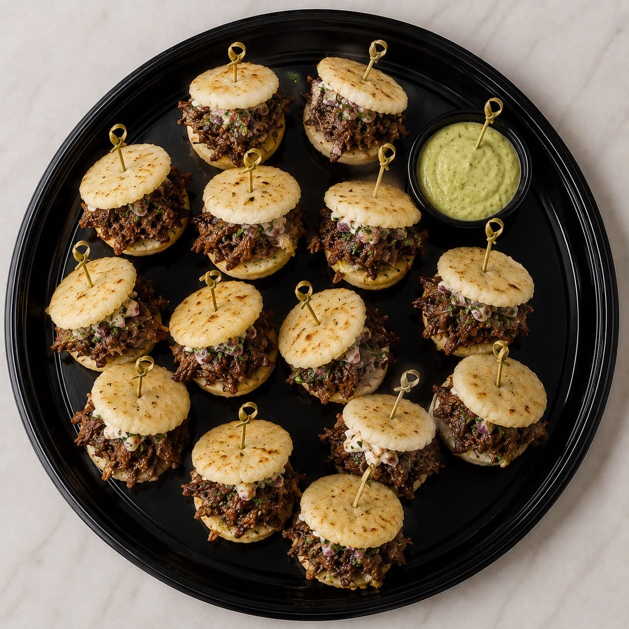 Braised Short Rib Arepa sliders